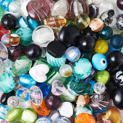 Lampwork glass beads flat - glass,